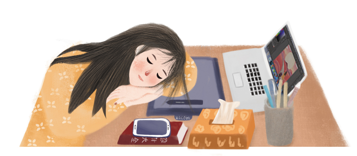 趴着桌子上睡觉的女孩插画设计 拷贝.jpg